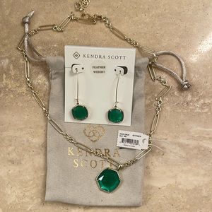 Kendra Scott emerald Davis earring and necklace set